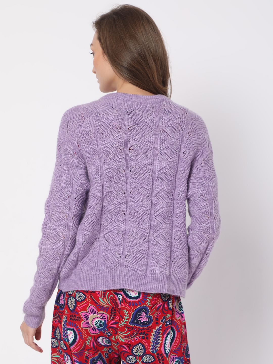 Purple cable hot sale knit sweater