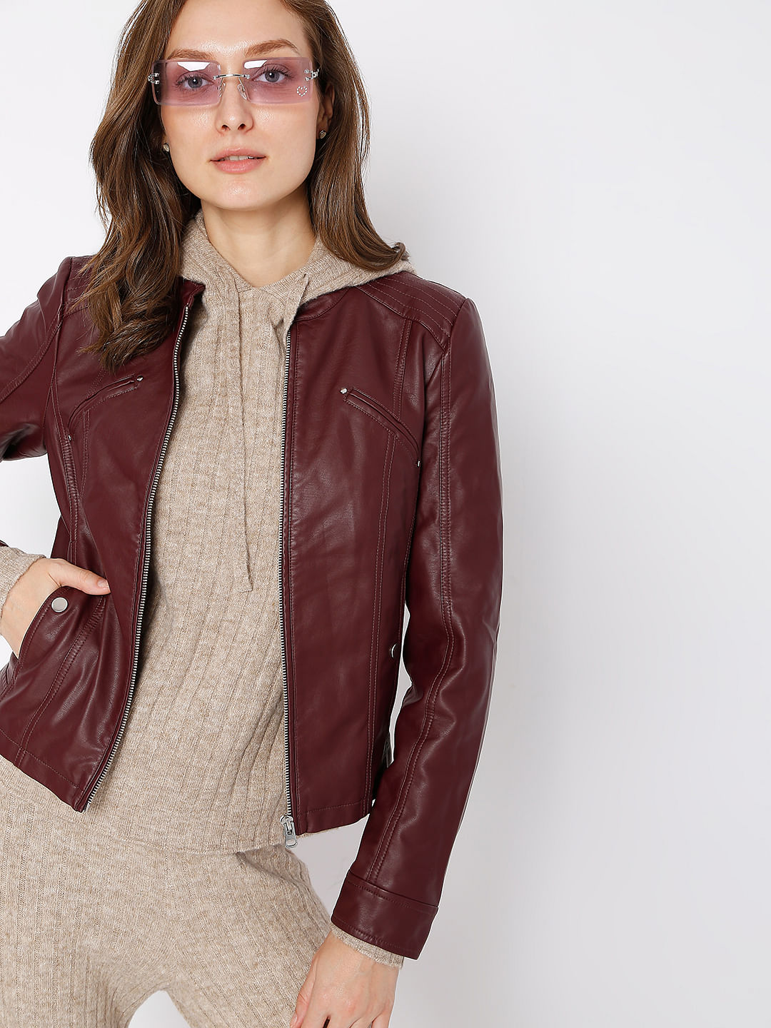 Maroon hot sale jacket women's