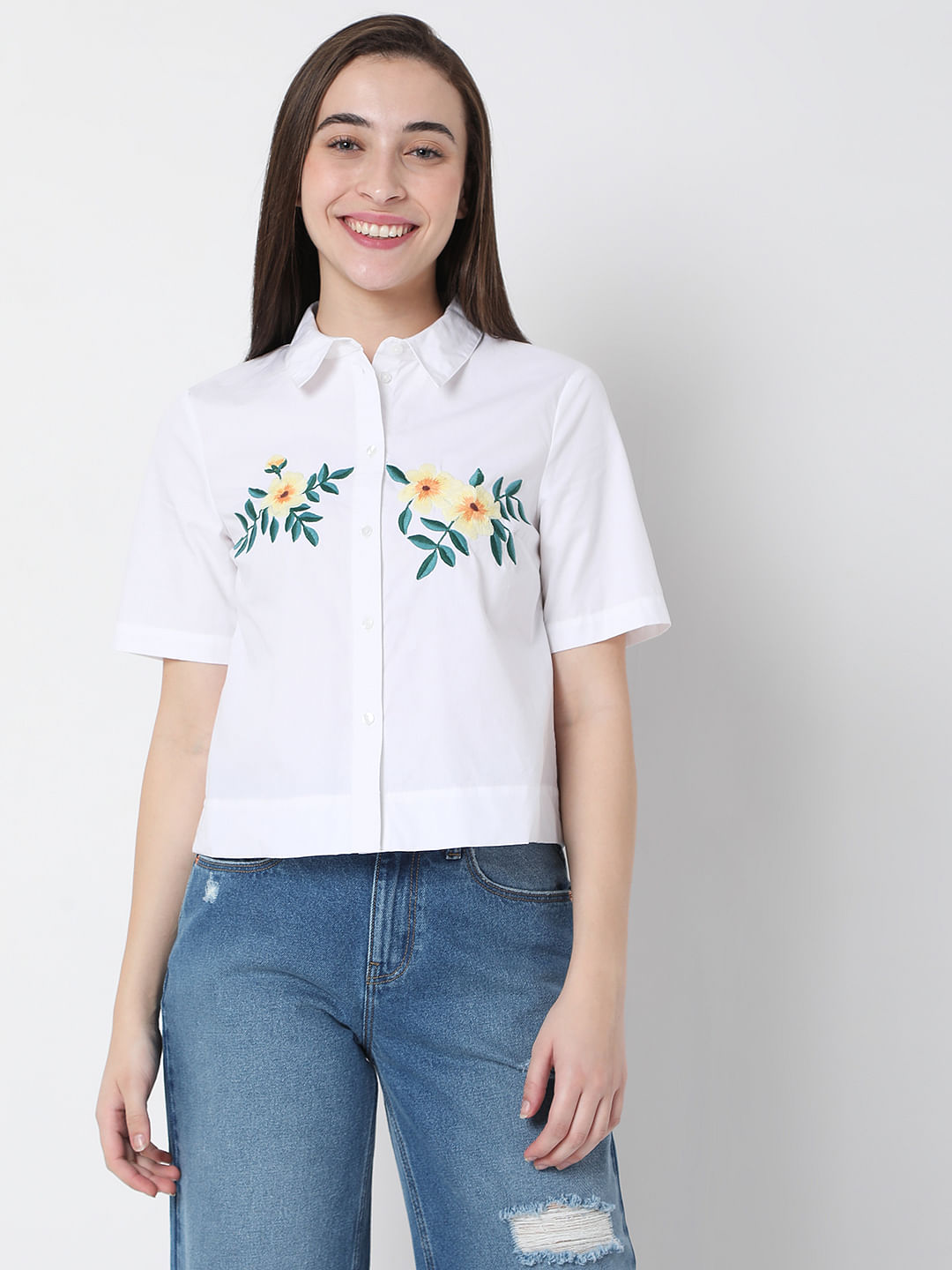 White shirt outlet embroidery