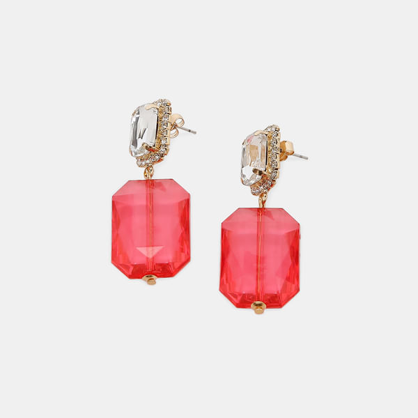 BESTSELLER CLOTHING Pink Rhinestone Dangler Earrings