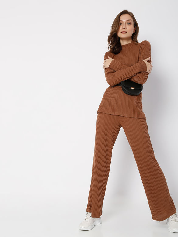 High Rise Brown Co-ord Pants
