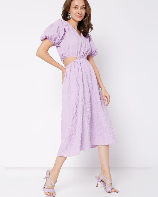 Lilac Textured Midi Dress