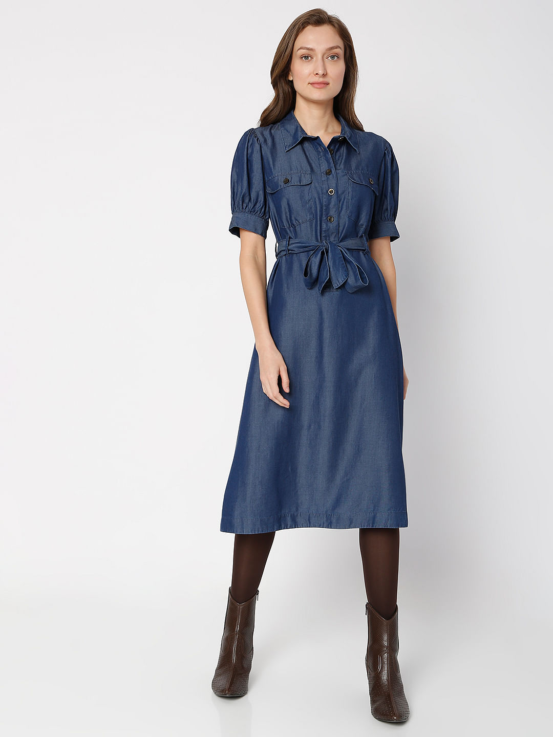 denim midi dress