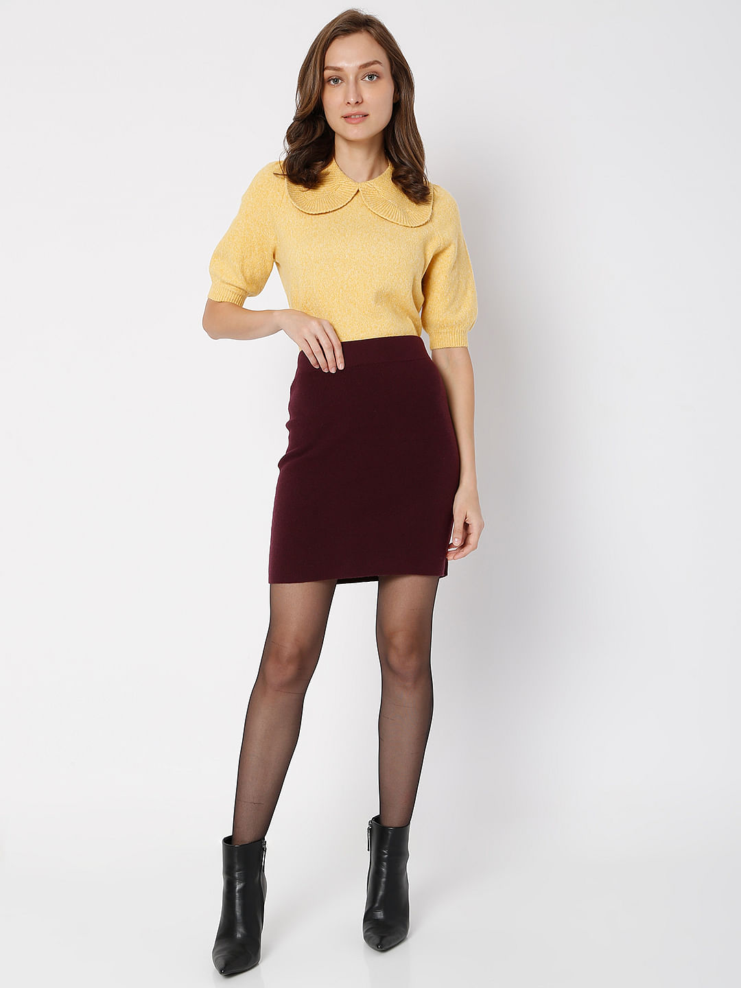 Bodycon burgundy skirt best sale