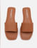 Brown Faux Leather Slides