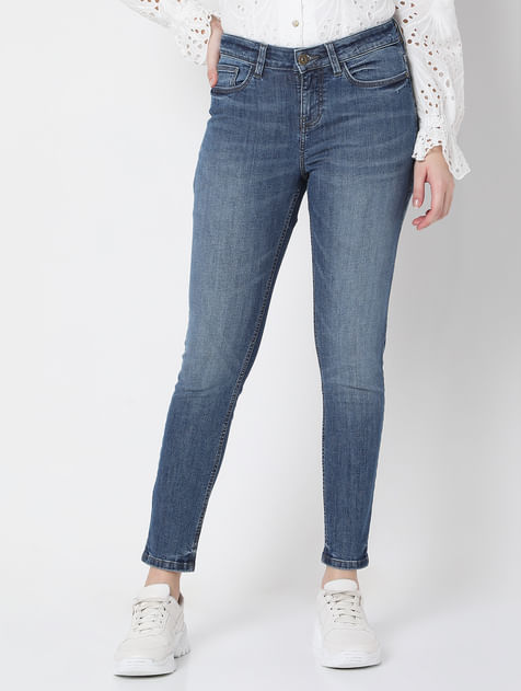Blue Mid Rise Wendy Skinny Fit Jeans