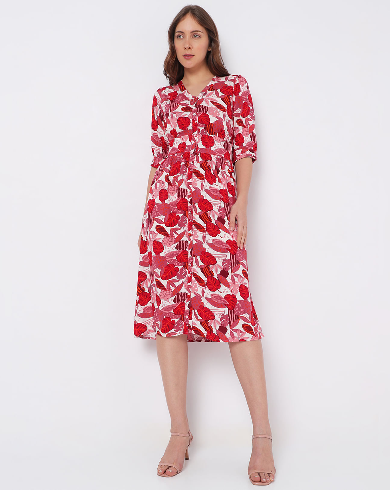 Buy Pink Tropical Print Midi Dress For Women Online in India | VeroModa