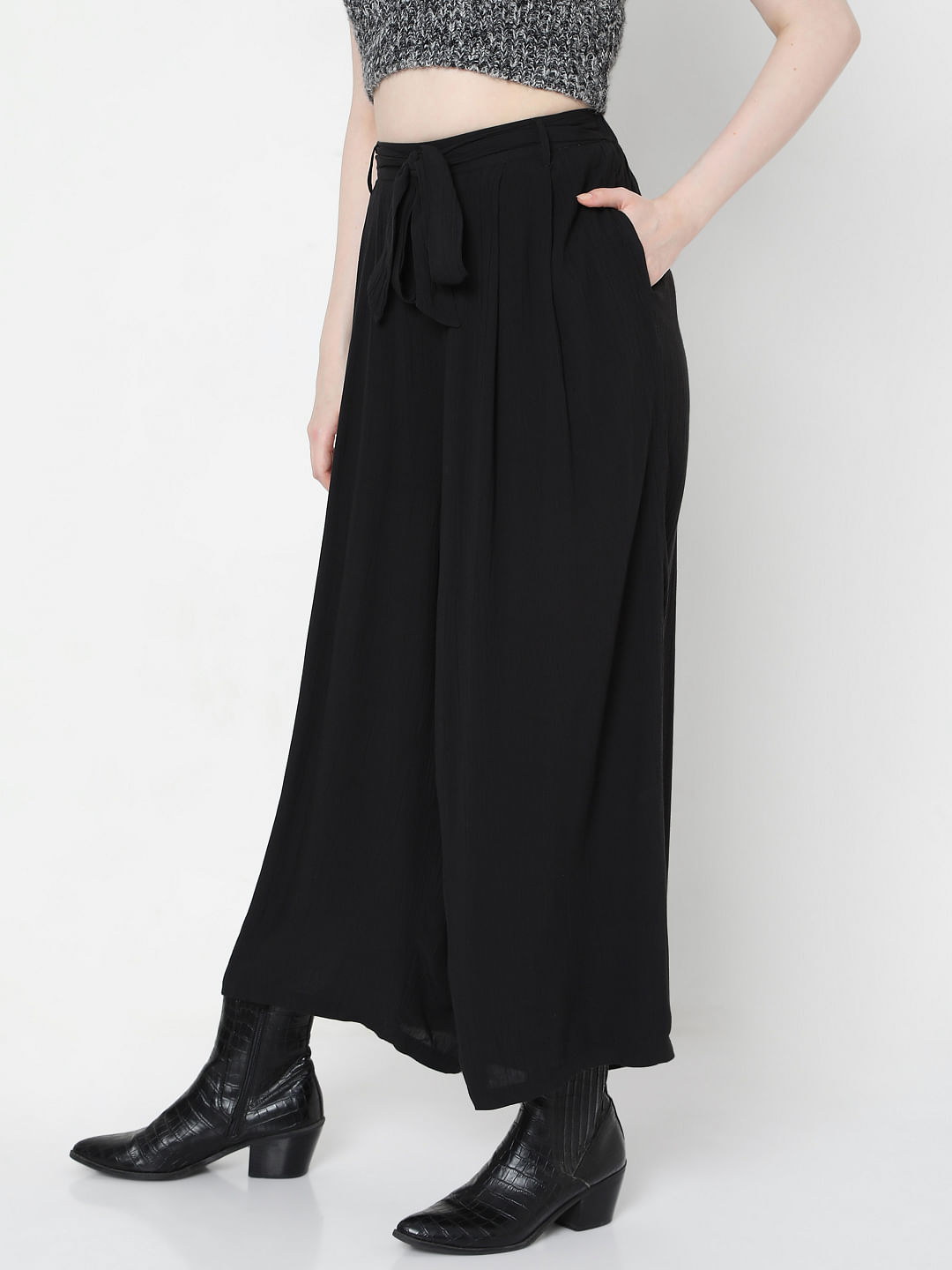 Trousers  Womens Dixie HighWaisted Palazzo Trousers With Pressed Pleat   Darpan Clinics