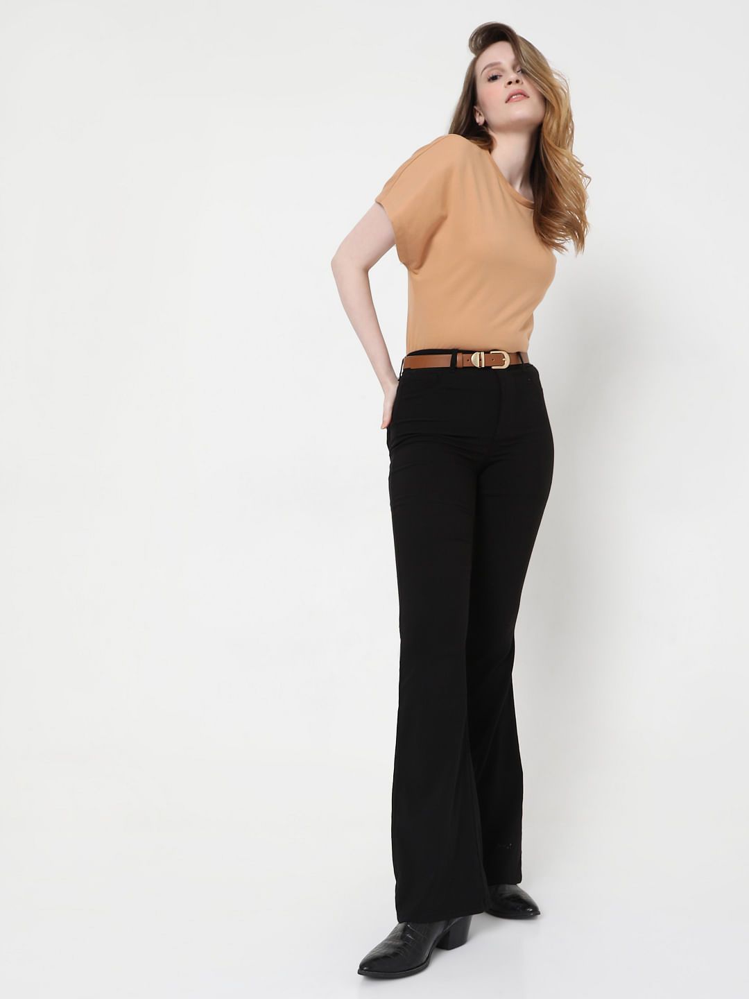 high waisted bootcut jeans black