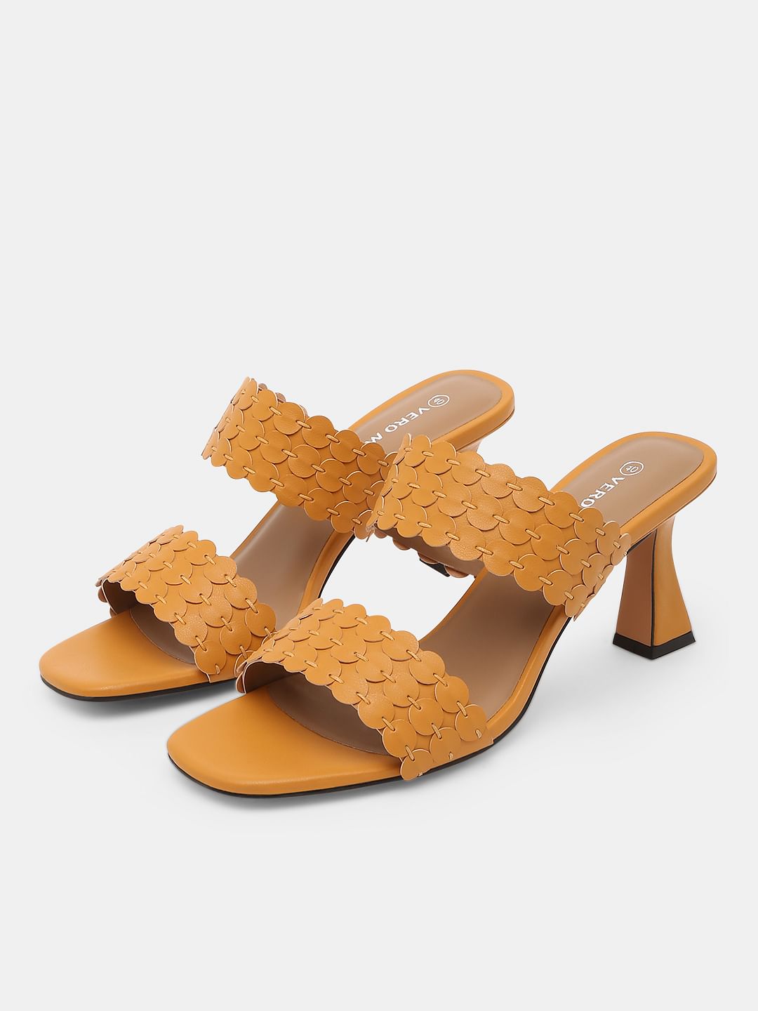 Yellow low heel online sandals