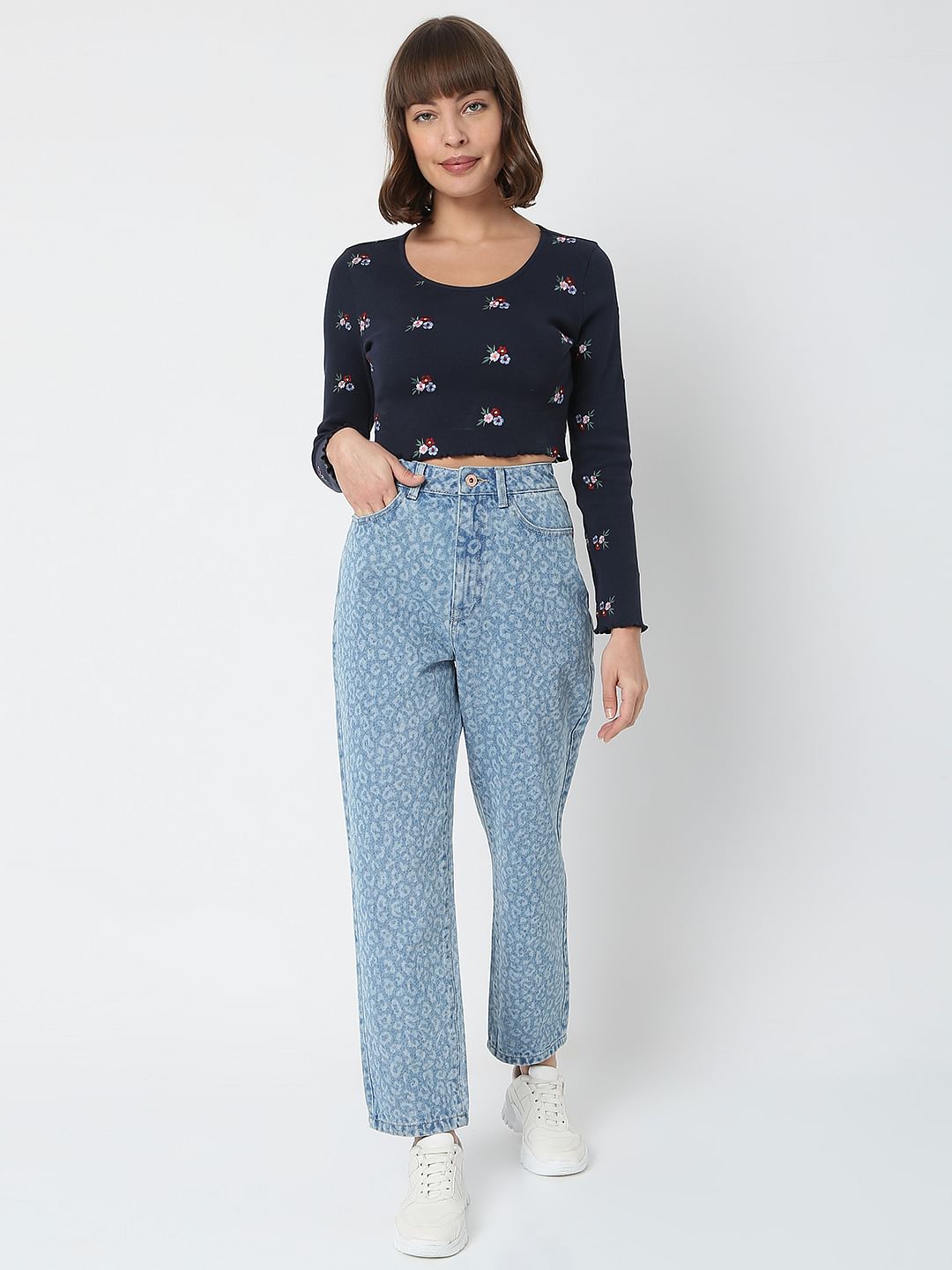 Animal print hot sale mom jeans