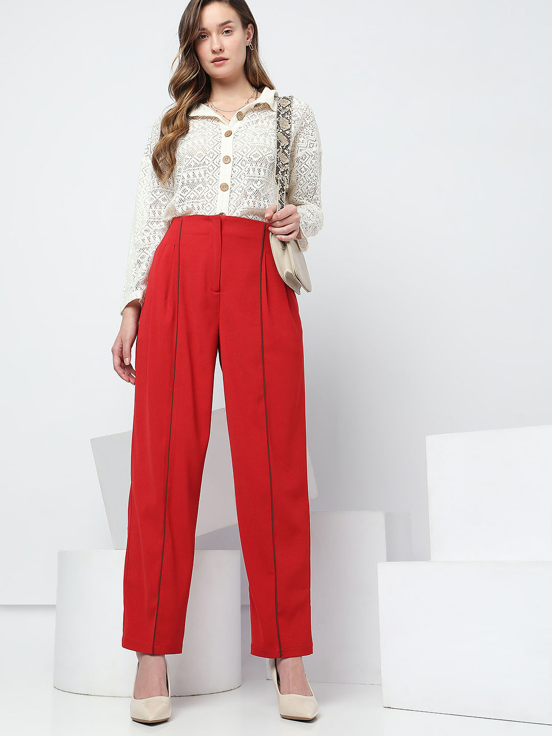 Virgio Trousers and Pants  Buy Virgio Blue Front Slit Anti Fit Trouser  Online  Nykaa Fashion
