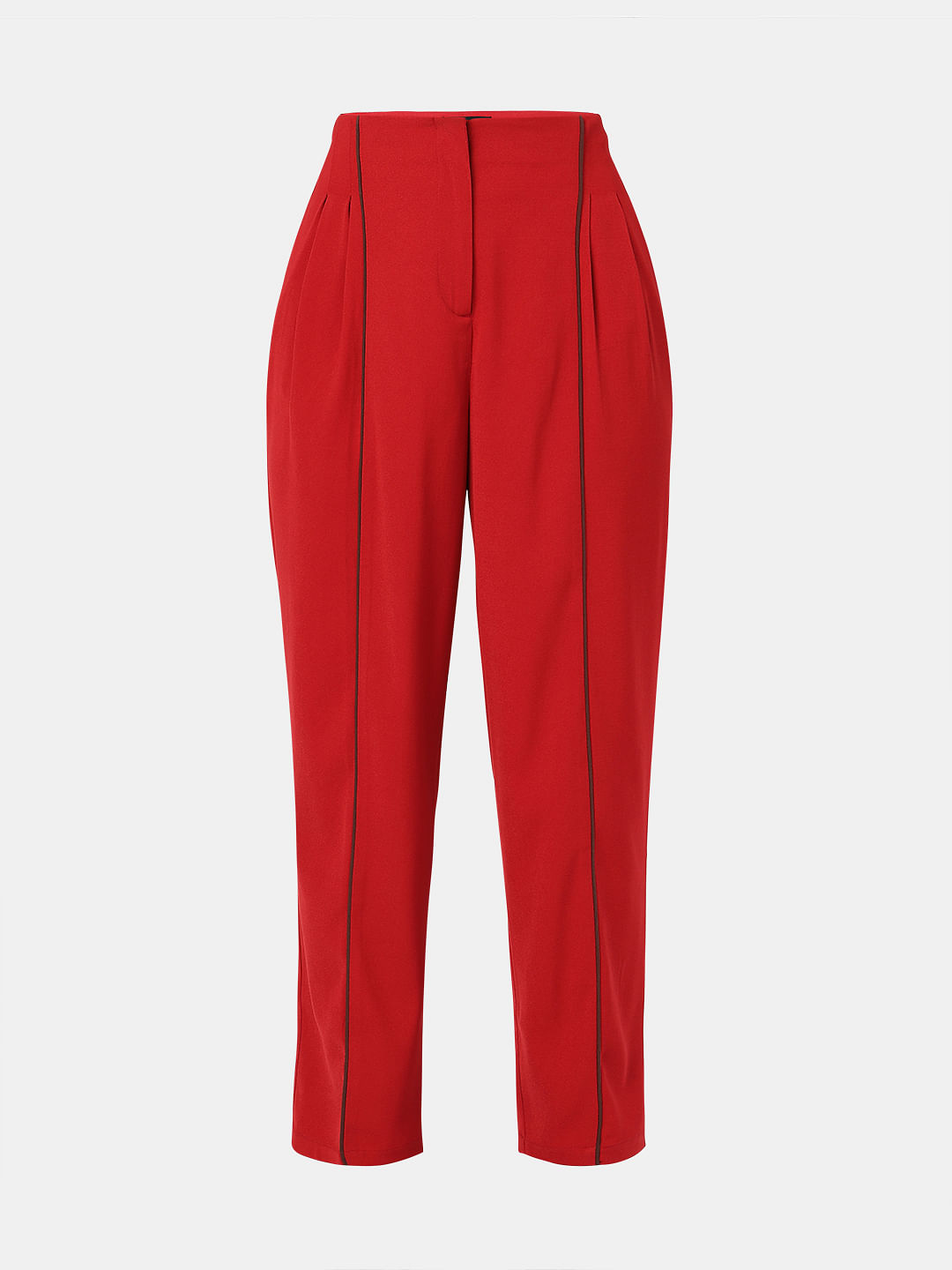 Shape Red Belted Tapered Trouser  Curve  PrettyLittleThing