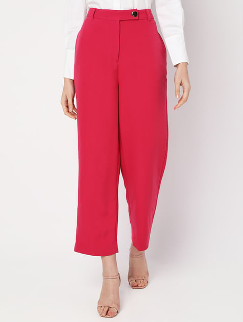 Pink High Rise Straight Fit Co-ord Set Pants
