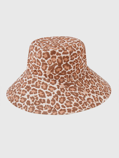 Beige Animal Print Bucket Hat