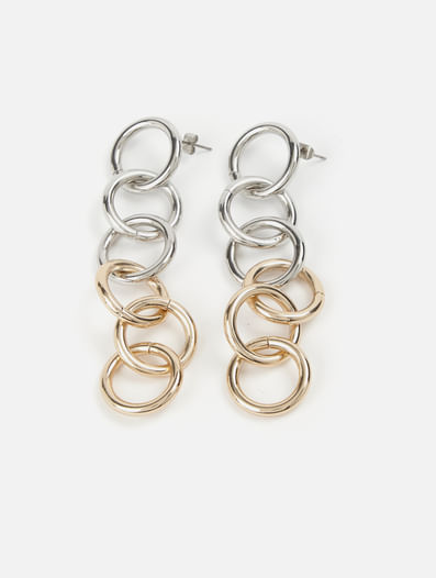 Gold and Silver Round Chain Earrings