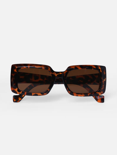 Black Animal Print Square Sunglasses