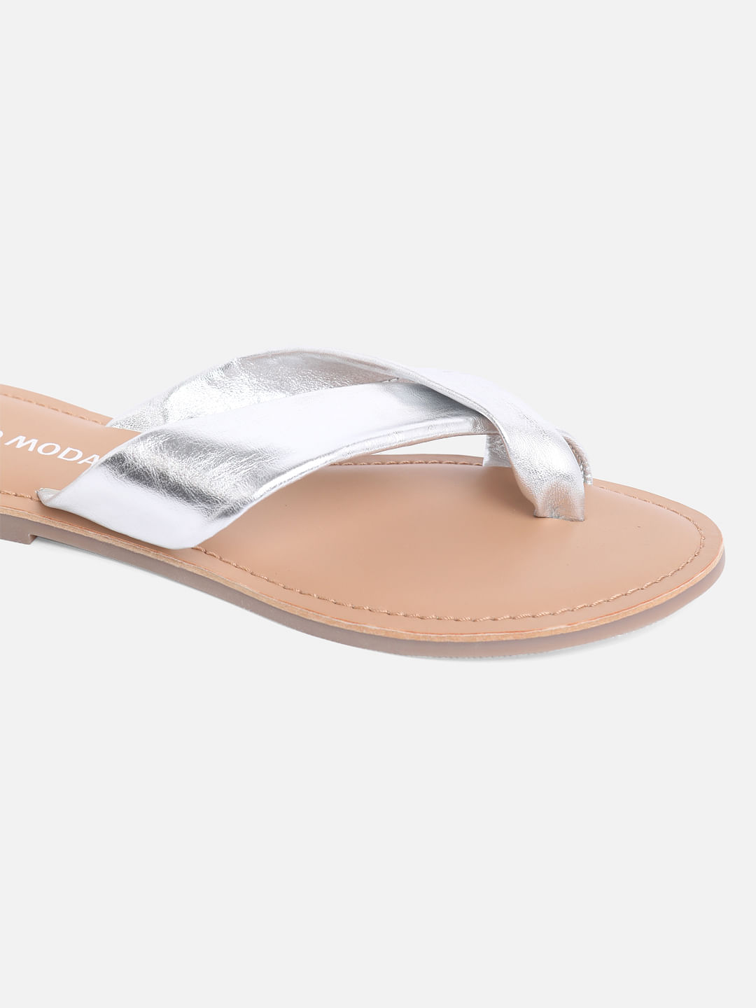 Silver thong online sandals