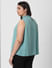 Blue High Neck Pleated Top