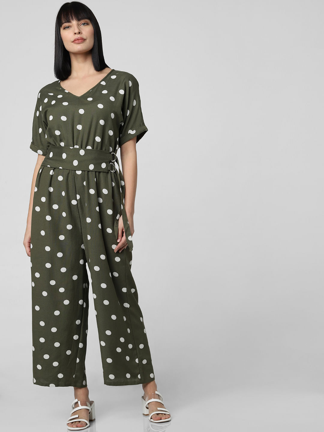 green polka dot playsuit