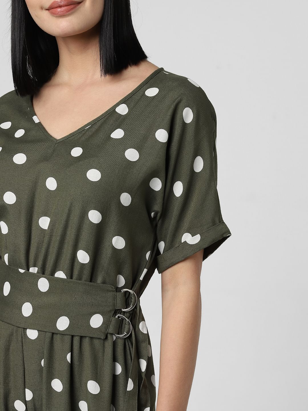 green spotty jumpsuit