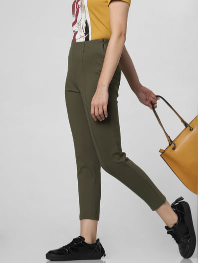 Olive High Rise Skinny Fit Pants