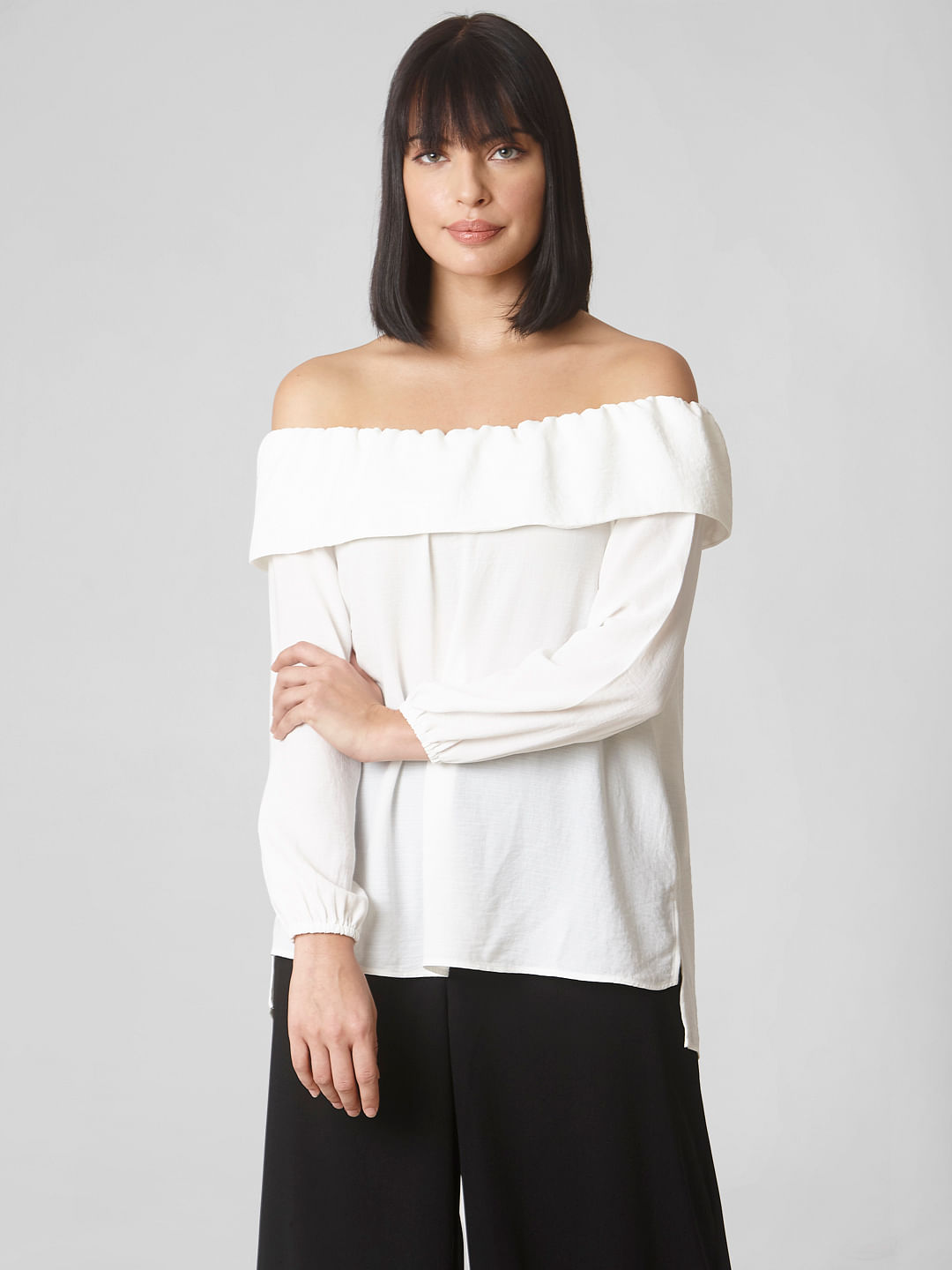 white off the shoulder bardot top