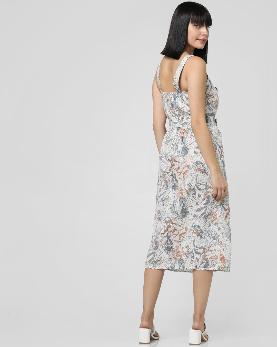 Botanist camera Gasvormig Midi Dress for Women - Buy White All Over Print Midi Dress Online In India.