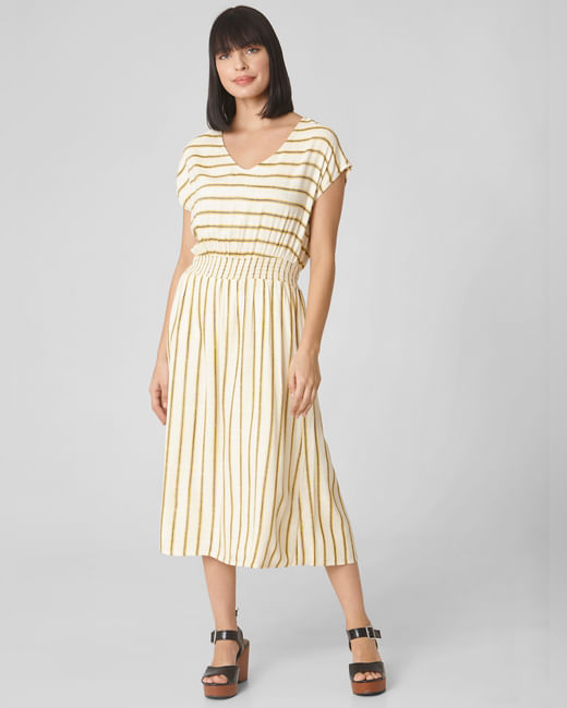 Off-White Striped Midi Dress