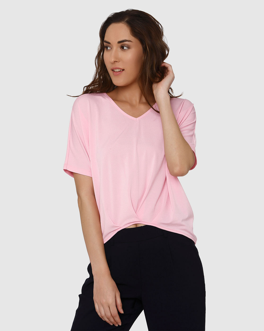 Buy Women Pink Pleated Detail High Low 