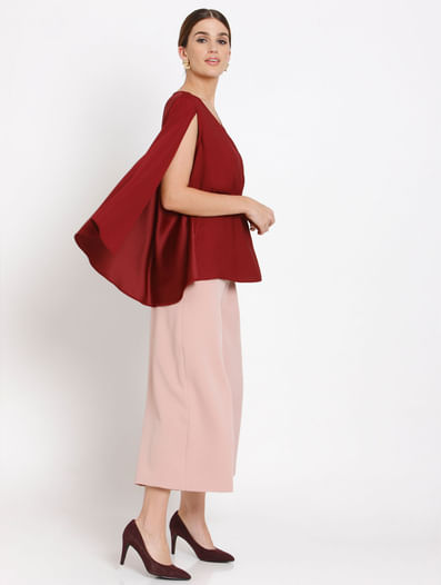 Red Cape Sleeves Top