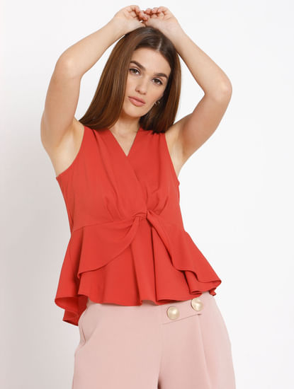 Red Flounce Top
