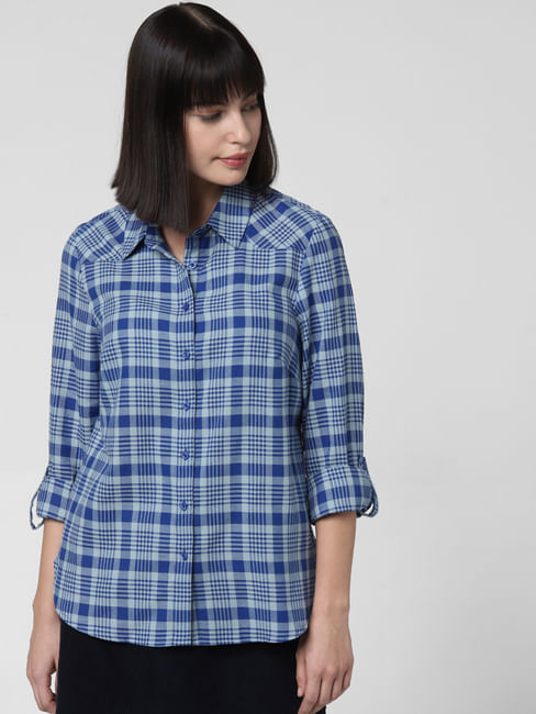 Buy Blue Check Shirt Online India.