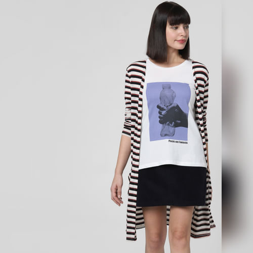 White Text Print T-Shirt