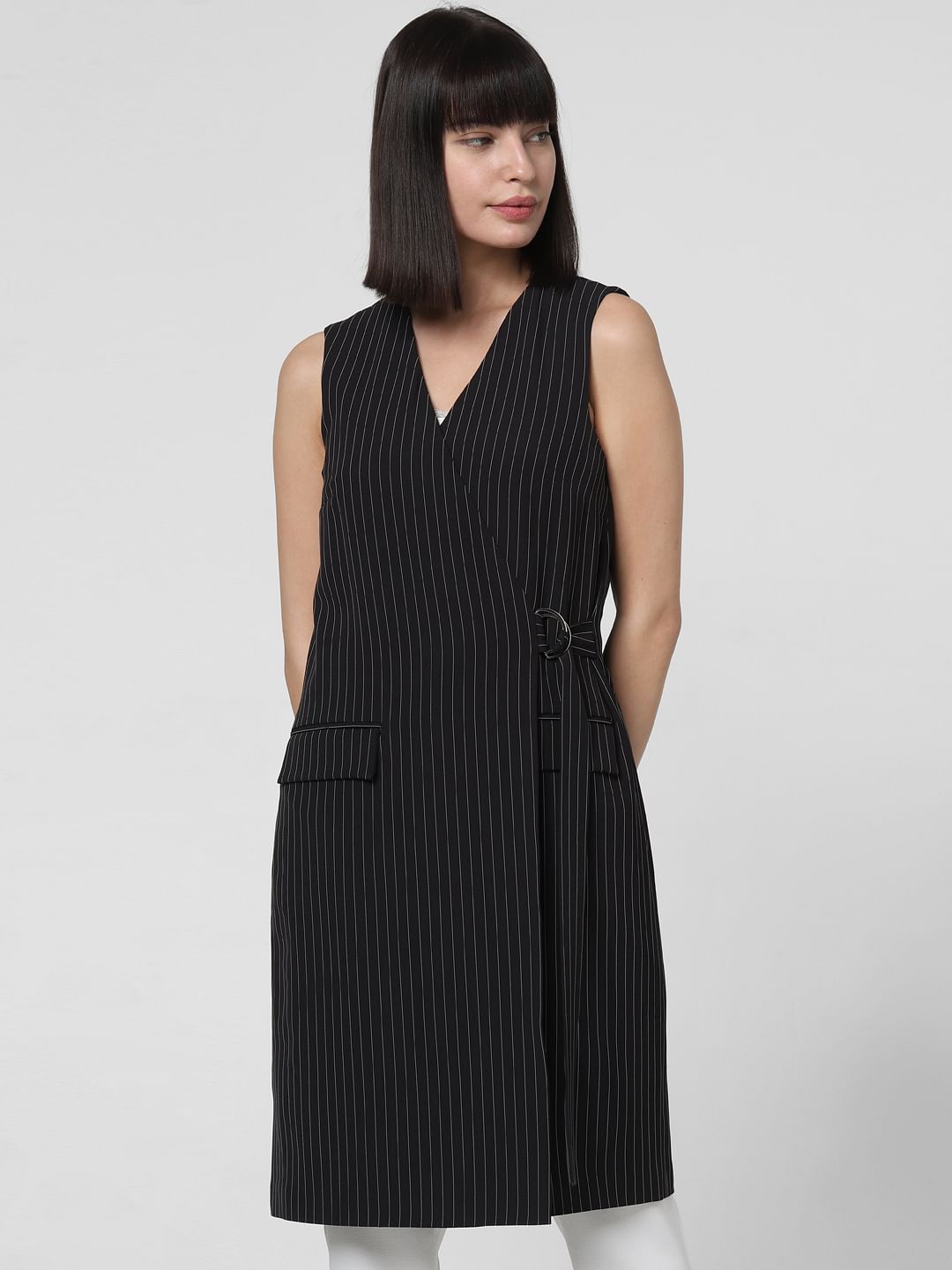 vero moda black and white striped dress