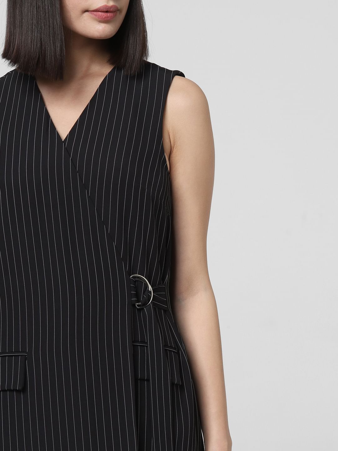 vero moda black and white striped dress