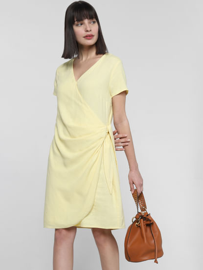 Lemon Yellow Knot Shift Dress