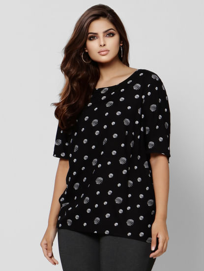 Black All Over Printed Top 