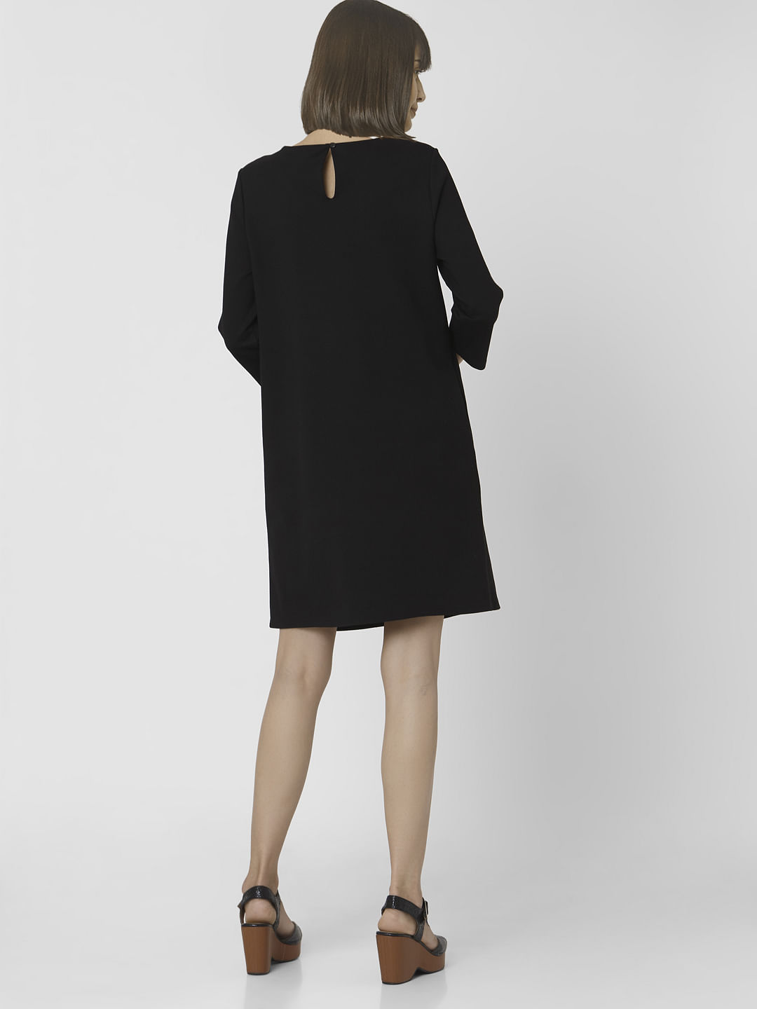 black shift dress and jacket