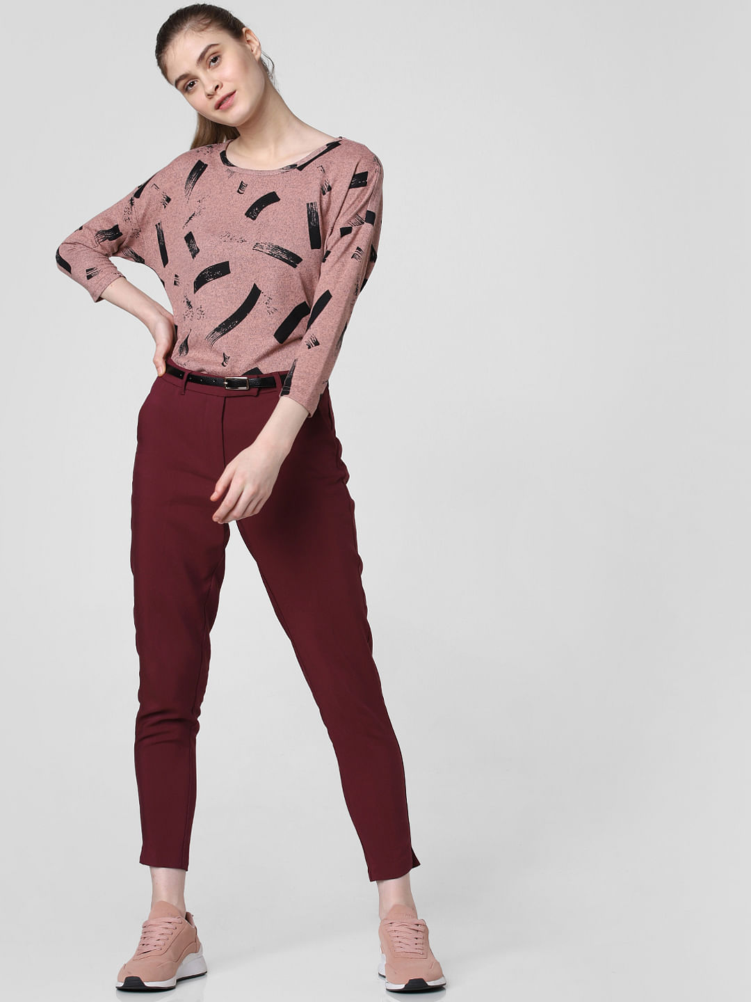 Buy Buynewtrend Carrera Full Length Women Formal Trousers and Pants 28  Maroon at Amazonin
