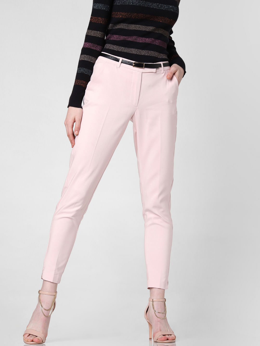Women Premium Cotton Baby Pink TrousersPants