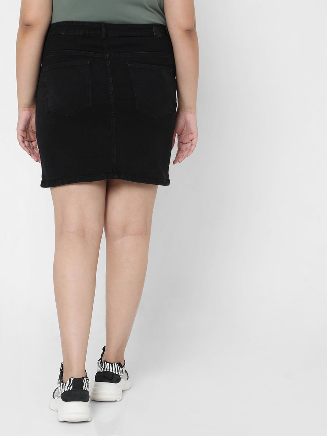 Women's Soft Touch Pull On Denim Skirt in Black | Postie