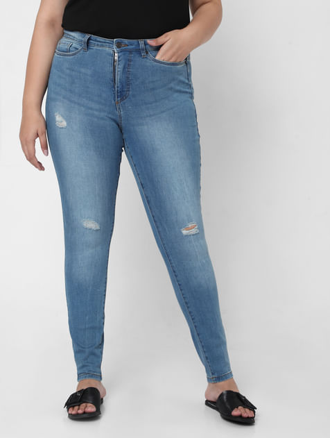 Blue High Rise Distressed Wendy Skinny Jeans