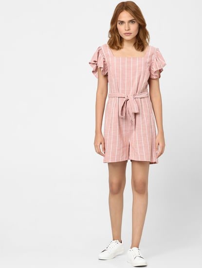 Pink Striped Playsuit