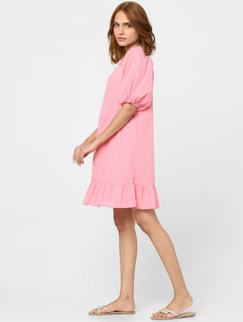 Pink Textured Shift Dress