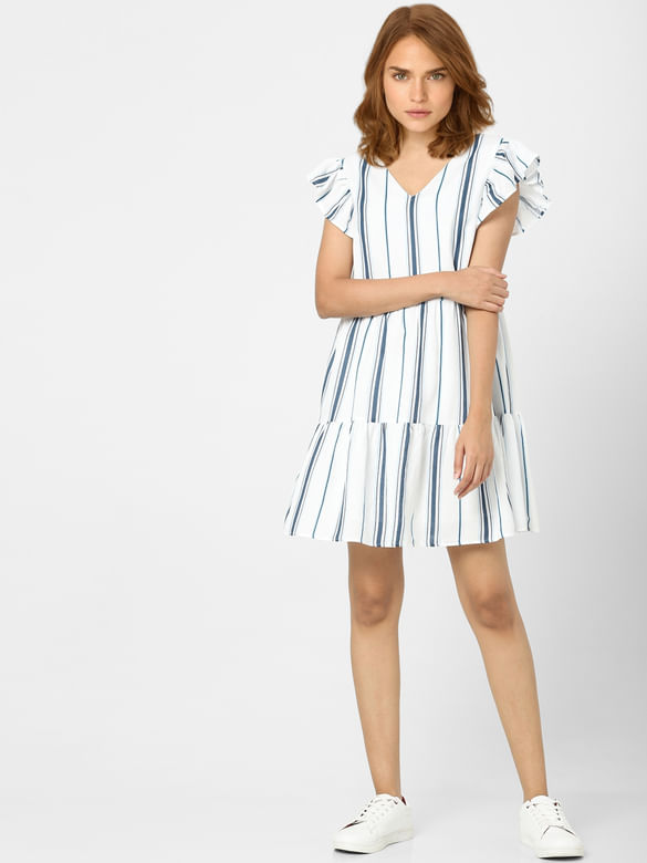 White Striped Shift Dress