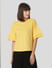 Yellow Organic Cotton Flounce Elbow Sleeve Sweatshirt