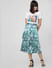 Green Abstract Print Flared Skirt