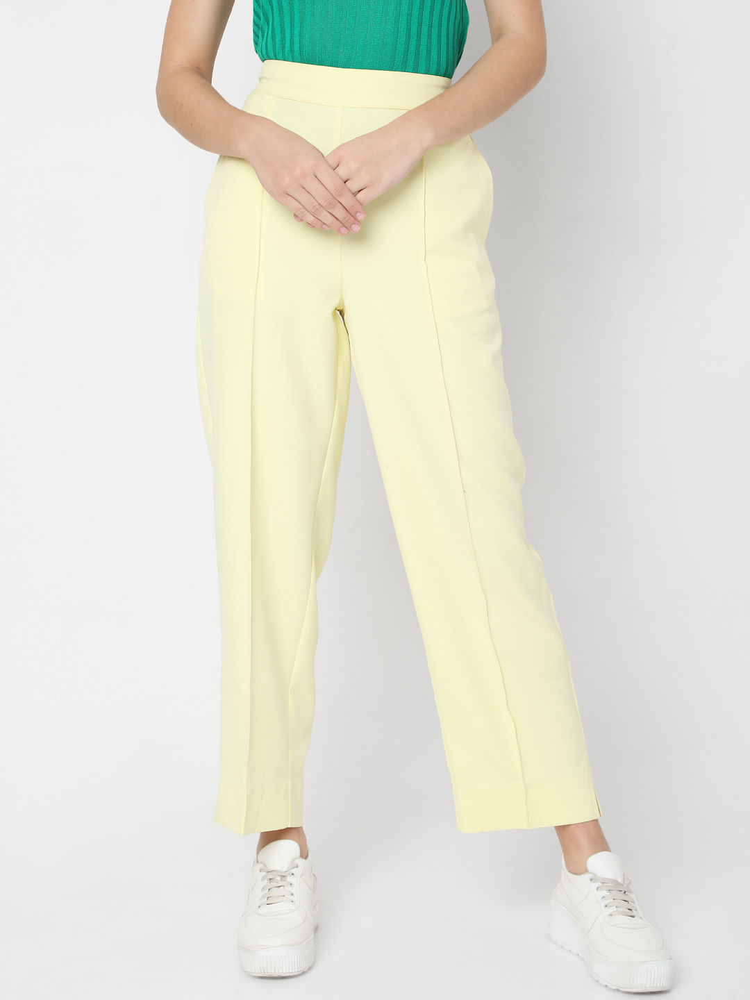 Tall Women's Yellow Double Button Wide Leg Pants | Prissy Duck