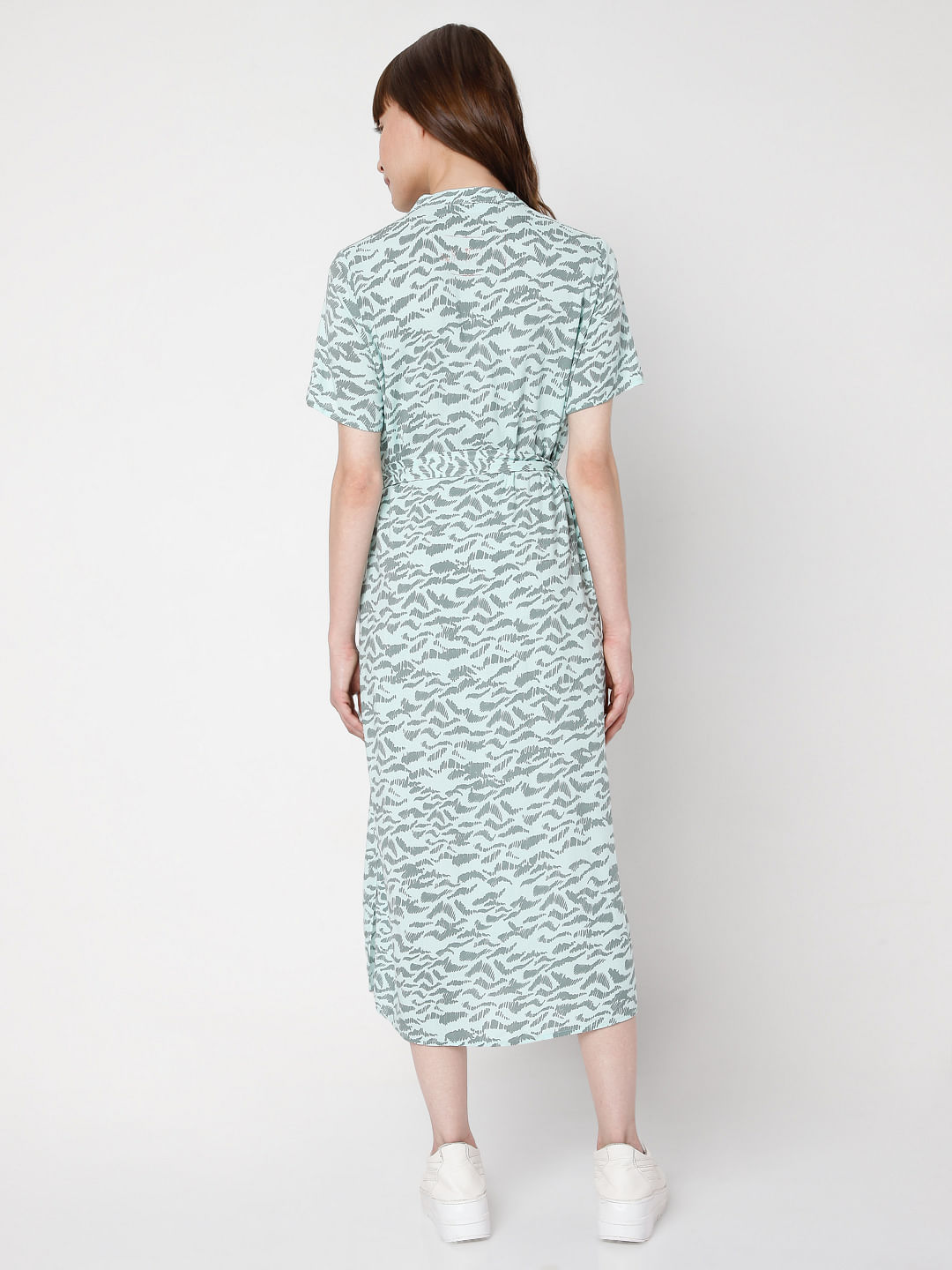 green abstract print dress